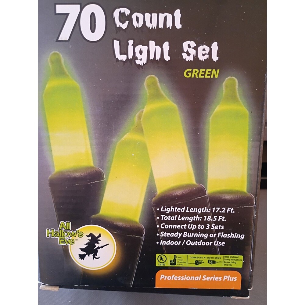 All Hallow's Eve 70 Count Green Halloween Themed Indoor/Outdoor String Light